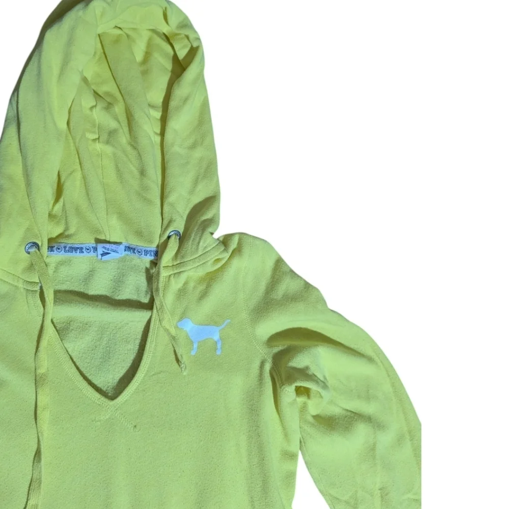 Victoria's Secret Pink Canary Yellow Lightweight pullon  Hoodie Sz XS - Picture 5 of 8